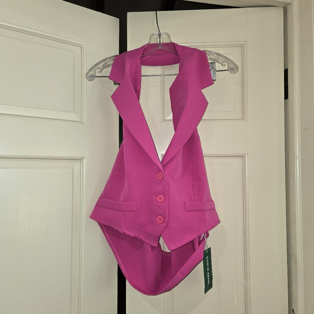 SHEIN Essnce Lapel Neck Button Front Waistcoat